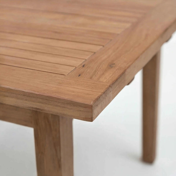 Ausziehtisch Malaga aus FSC-Teakholz mit Butterfly-Auszug, erweiterbar von 150 auf 210 cm, stabile quadratische Beine, eleganter Gartentisch