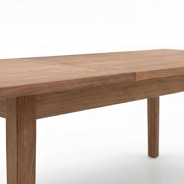 Ausziehtisch Malaga aus FSC-zertifiziertem Teakholz mit Butterfly-Auszug und stabilen quadratischen Beinen