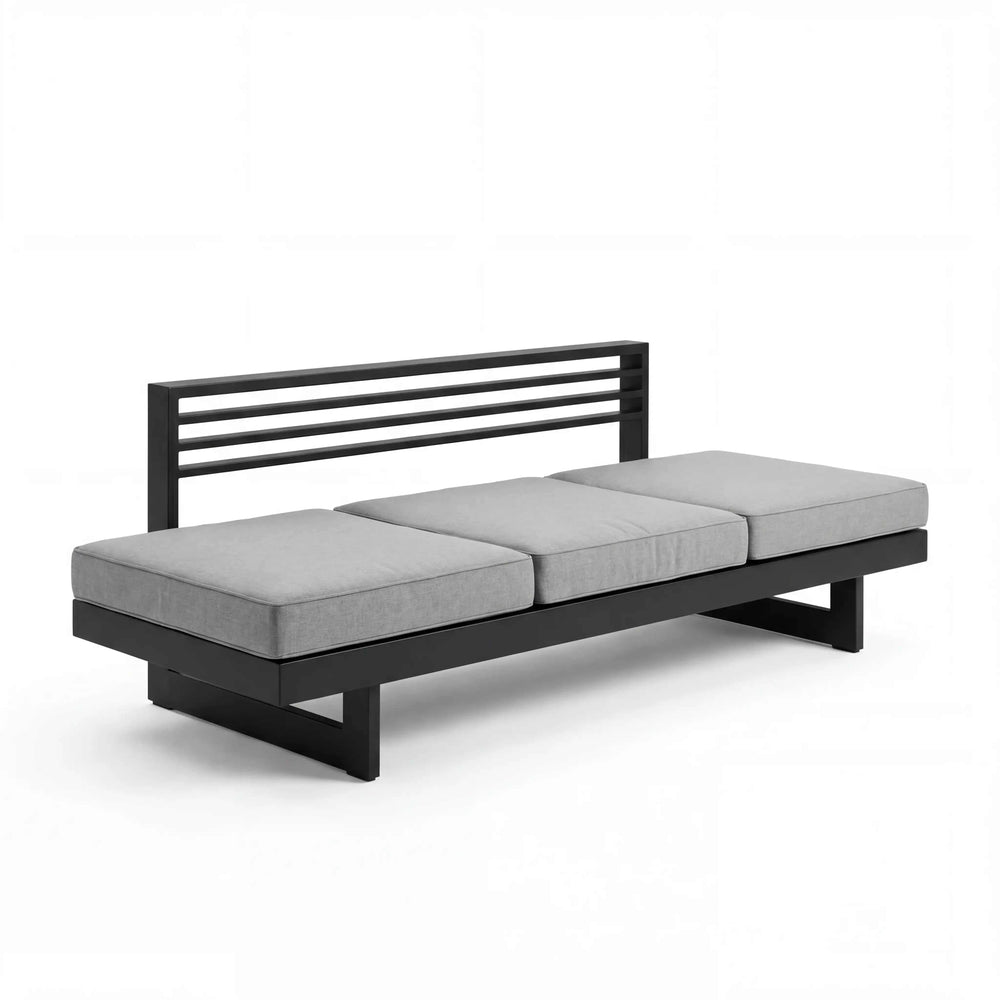 Loungeliege Stern Gartenliege Holly aus wetterfestem Aluminium mit verstellbarer Kopfstütze und grau melierter Auflage