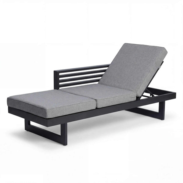 Stern Gartenliege Holly Loungeliege aus anthrazitfarbenem Aluminium mit grau melierter Auflage und verstellbarer Kopfstütze