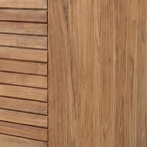 Teakholz Sideboard Elma mit Quartz Arbeitsplatte und Lenkrollen im Outdoor-Bereich