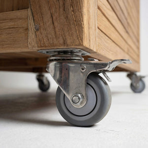 Teakholz Sideboard Elma mit Quartz Arbeitsplatte, 2 Türen und Lenkrollen für Outdoor-Bereich