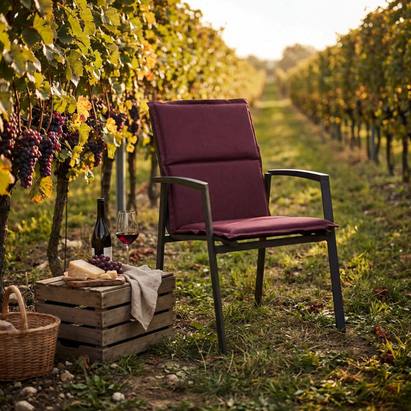 Gartenauflage Weinrot aus Polyacryl für Gartenstühle, 115x50x3 cm, wetterfester Sitzkomfort