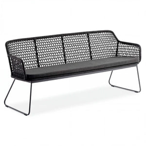 Gartenbank Kubu mit rautenförmiger Korbflechtung und Sitzkissen, anthrazit, 3-Sitzer aus pulverbeschichtetem Aluminium