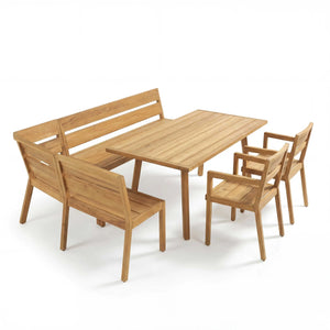 Teakholz Eckbankgruppe "Ann" inkl. Tisch & 3 Armlehnstühle Sitzkissen