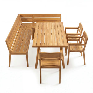 Teakholz Eckbankgruppe "Ann" inkl. Tisch & 3 Armlehnstühle Sitzkissen