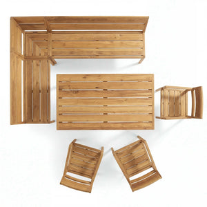 Teakholz Eckbankgruppe "Ann" inkl. Tisch & 3 Armlehnstühle Sitzkissen