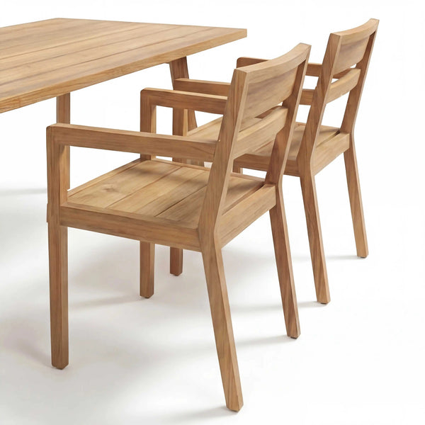 Teakholz Eckbankgruppe "Ann" inkl. Tisch & 3 Armlehnstühle Sitzkissen