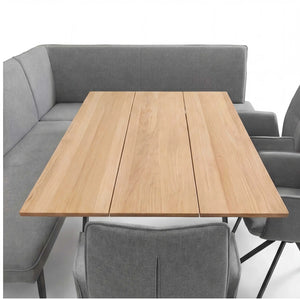 Moderne Eckbankgruppe Elba mit pulverbeschichtetem Stahlgestell und Olefin-Bezug in Grau für Outdoor-Dining