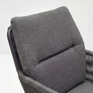 Moderner Gartensessel Como mit anthrazitfarbenem Aluminiumgestell, Rope-Bespannung und wasserabweisenden Sitzkissen