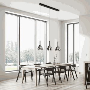 Pendelleuchte 100x20 cm schwarz matt LED dimmbar für Esstisch und Küchentresen