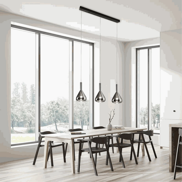 Pendelleuchte 100x20 cm schwarz matt LED dimmbar für Esstisch und Küchentresen