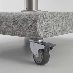 Knirps Granitsockel 50 kg rollbar mit ausziehbarem Griff und Rollen für Pendelschirme, polierter Granit, Edelstahlrohr, kompatibel für Stockdurchmesser 32–60 mm