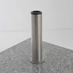 Knirps Granitsockel 50 kg rollbar mit ausziehbarem Griff und Sockelrollen, glänzend polierter Granit, rostfreies Edelstahlrohr, passend für Pendelschirme 32–60 mm.