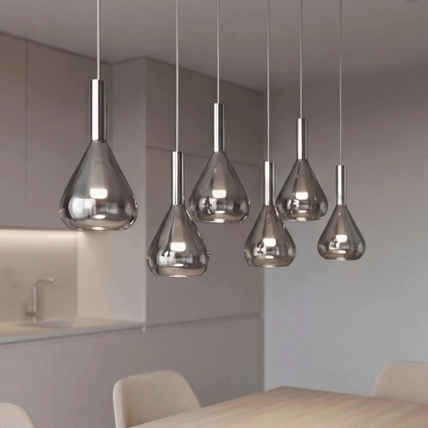 Schwarze matte Pendelleuchte 155x40 cm LED, dimmbar über Esstisch