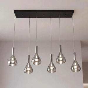 schwarze matte Pendelleuchte 155x40 cm LED dimmbar über Esstisch