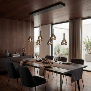 Pendelleuchte 155x40 cm LED schwarz matt über Esstisch dimmbar modern