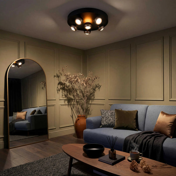 schwenkbare Deckenleuchte 50 cm LED in schwarz matt mit dimmbarer Lichtfarbe