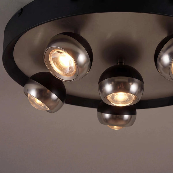 Deckenleuchte Ø50 cm LED schwenkbar in nickel schwarz matt mit dimmbarer Farbtemperatur und Up-and-Down-Beleuchtung