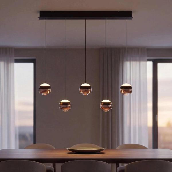 Pendelleuchte 100x150 cm LED schwarz matt mit drei Farbtemperaturen über Esstisch