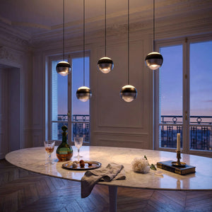 Pendelleuchte 100 cm LED in Nickel matt mit Switch Dimmer und warmem Metallton