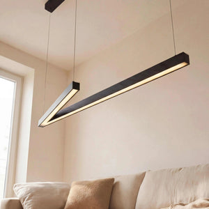 Pendelleuchte 127,5x35 cm LED dimmbar schwarz matt über Esstisch mit 5050 Lumen