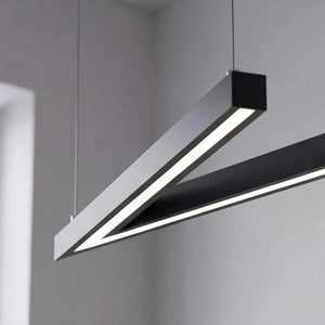 Pendelleuchte 127,5x35 cm LED schwarz matt dimmbar über Esstisch mit heller SMD-LED Beleuchtung