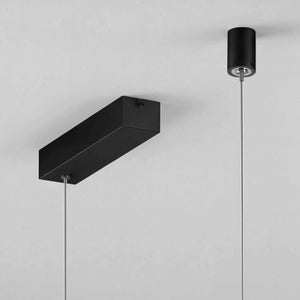 Pendelleuchte 127,5x35 cm schwarz matt mit dimmbarer LED und 5050 Lumen über Esstisch