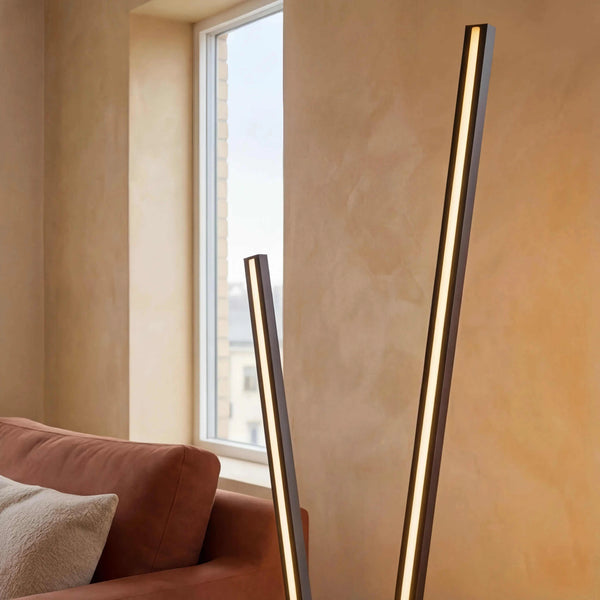 Stehleuchte 172,5 cm schwarz matt mit LED und Sensordimmer, moderne Cinque-Form
