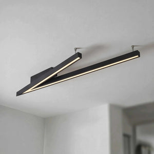 Deckenleuchte 127,5x35 cm LED schwarz matt mit Switch Dimmer und indirekter Montage