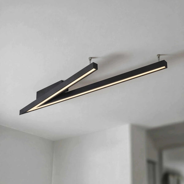 Deckenleuchte 127,5x35 cm LED schwarz matt mit Switch Dimmer und indirekter Montage