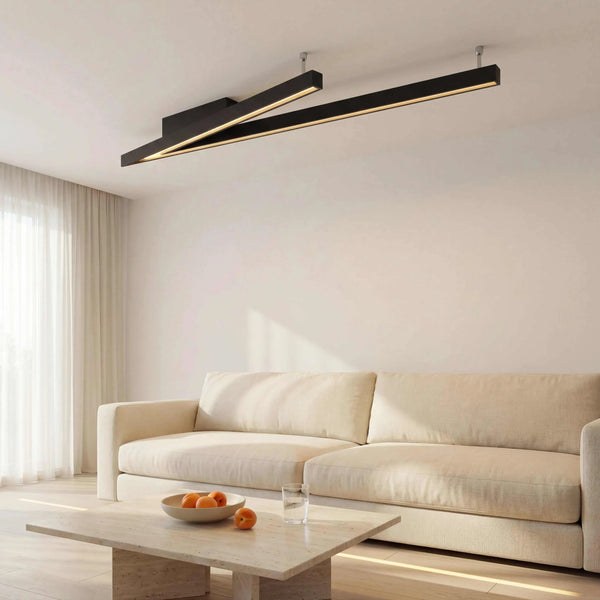 Moderne Deckenleuchte 127,5x35 cm LED schwarz matt mit Switch Dimmer und kraftvoller Beleuchtung