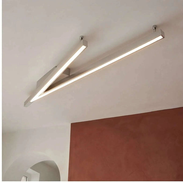 Deckenleuchte 127,5x35 cm LED nickel matt mit warmem Metallton und Dimmerfunktion