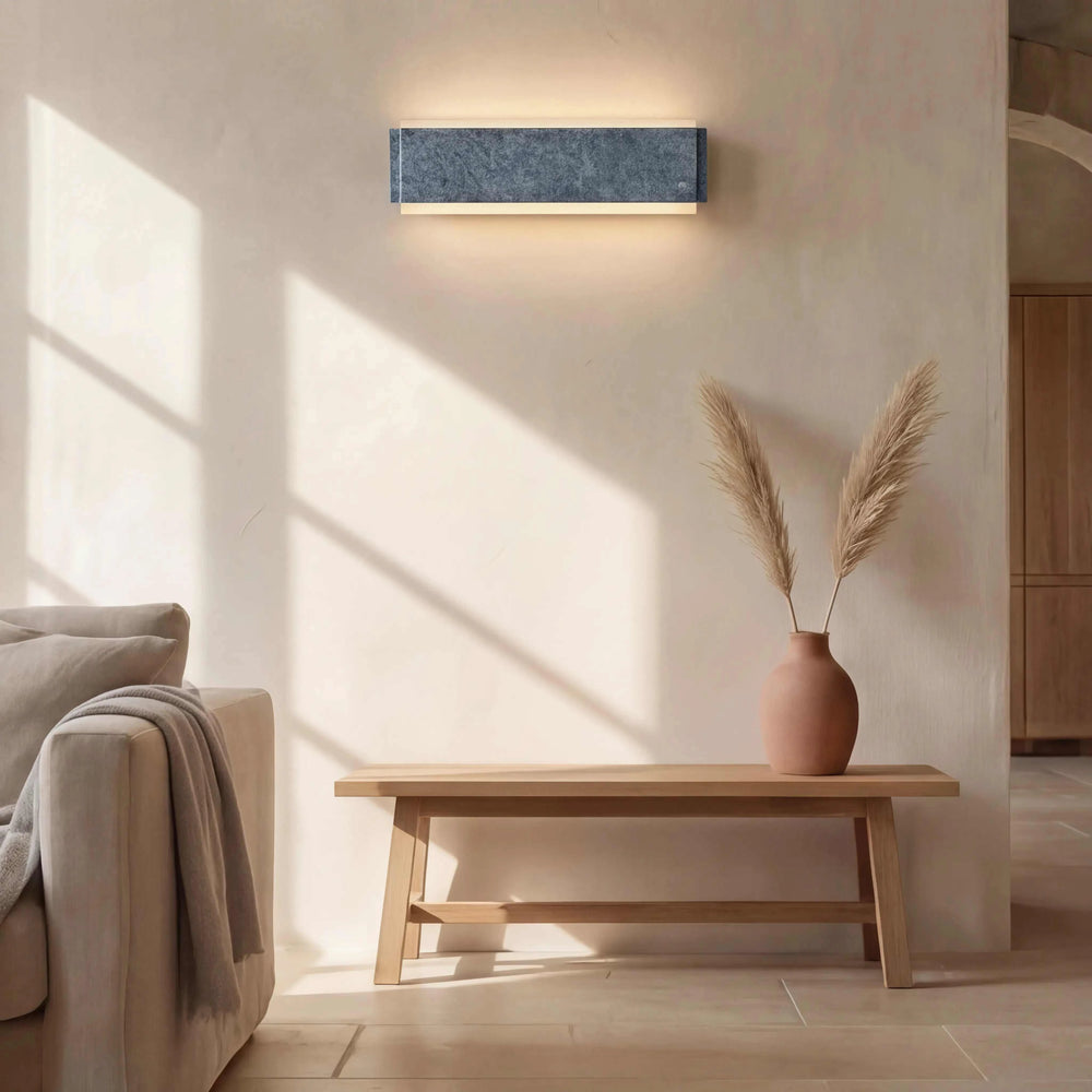 Wandleuchte 50x15 cm in Nickel matt mit integriertem Dimmer und warmem LED-Licht