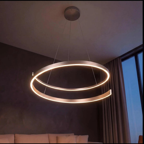 Pendelleuchte LED in Nickel matt, dimmbar und höhenverstellbar mit 5950 Lumen und 50 Watt SMD-LED-Technologie