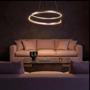 Pendelleuchte LED dimmbar höhenverstellbar in Nickel matt mit 5950 Lumen und moderner Form