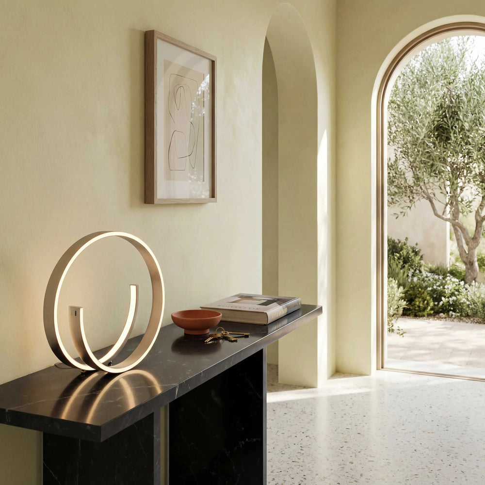 Tischleuchte 17 cm LED in nickel matt mit dimmbarer Helligkeit und modernem Design