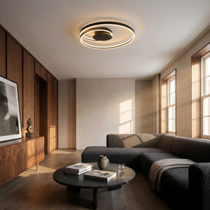 Schwarze dimmbare LED-Deckenleuchte mit 5400 Lumen und 15 cm Aufbauhöhe