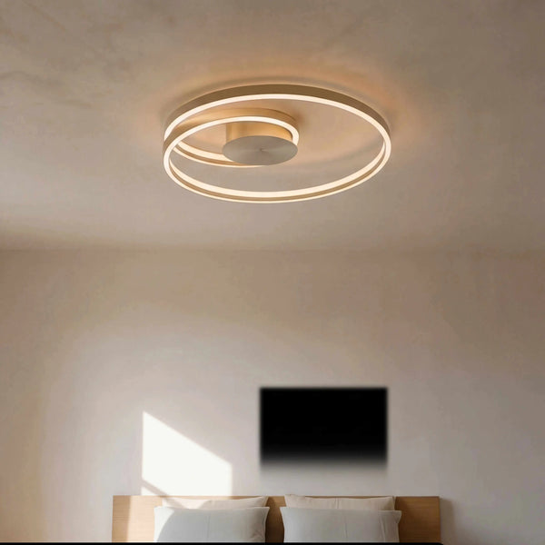 Deckenleuchte 15cm LED dimmbar Nickel matt mit 5400 Lumen und 46 Watt, elegante skulpturale Form, IP20 für Innenbereiche
