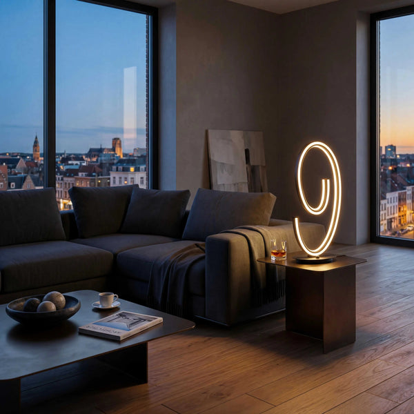 Tischleuchte 65 cm schwarz matt mit 2300 Lumen und skulpturalem Design