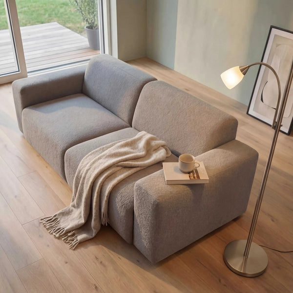 Stehleuchte 180cm aus Metall und Glas mit flexiblem Lesearm und Deckenfluter in Nickel matt