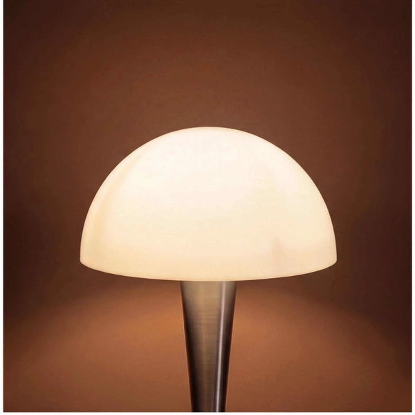 Tischleuchte 12x30cm mit Holzsockel und weißem Stoffschirm für warmes Licht