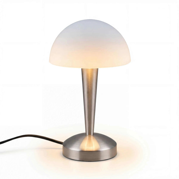 Tischleuchte 12x30cm mit Holzsockel und weißem Stoffschirm für gemütliches Licht