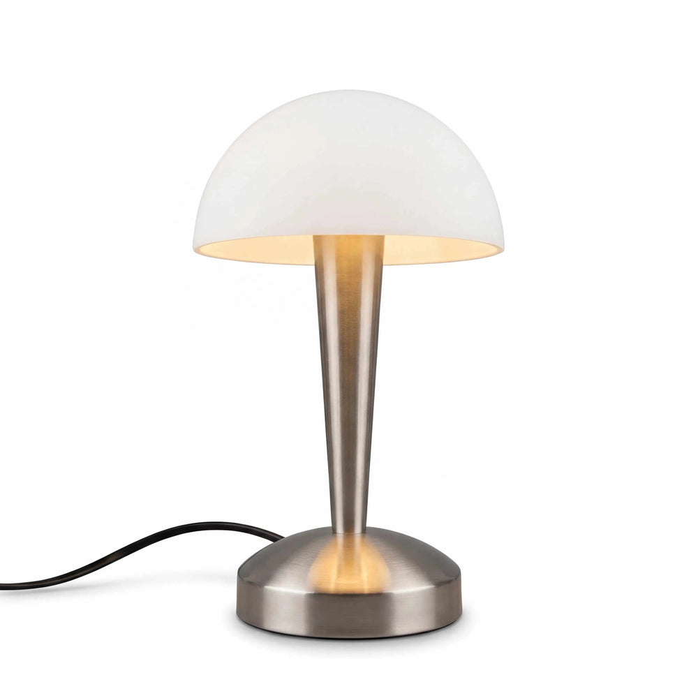 Tischleuchte 12x30cm mit Holzsockel und weißem Stoffschirm für stimmungsvolle Beleuchtung