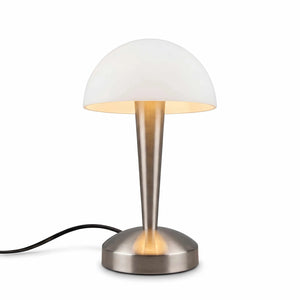 Tischleuchte 12x30cm mit Holzsockel und weißem Stoffschirm für warmes Licht