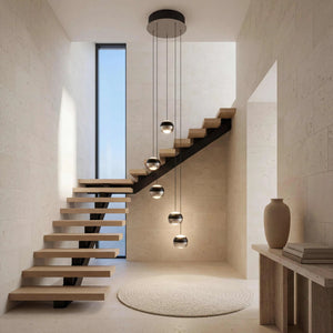 Große Pendelleuchte Nickel matt mit Switch Dimmer und elegantem ringförmigem Design