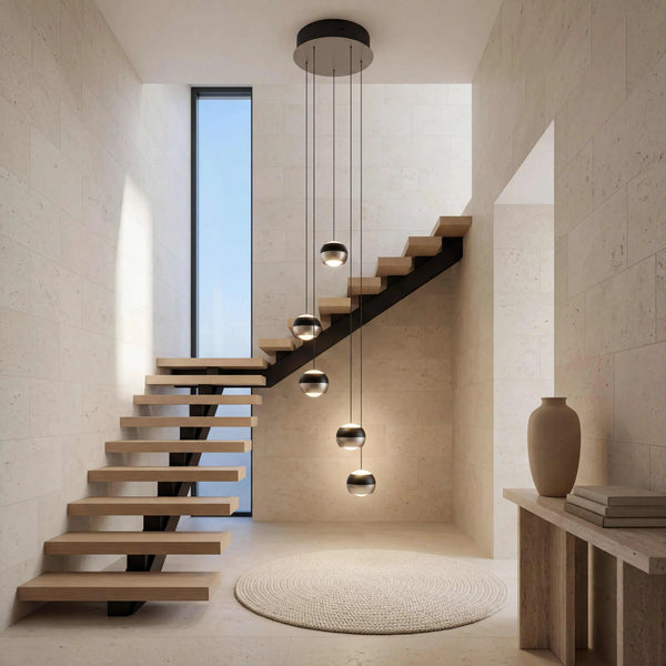 Große Pendelleuchte Nickel matt mit Switch Dimmer und elegantem ringförmigem Design