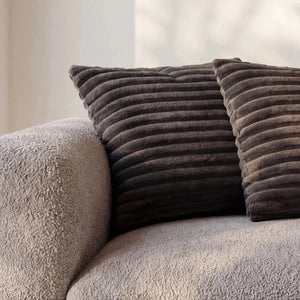 Polstergarnitur Lori graues Ecksofa mit Ottomane rechts und robustem Stoffbezug