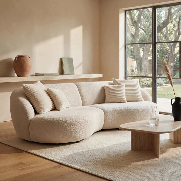 Polstergarnitur New Idea Megasofa XL weiß Stoff rechts gerundet moderne Sitzlandschaft