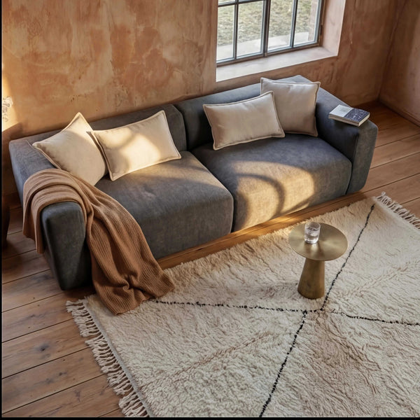 Polstergarnitur Lori Megasofa XL anthrazit Stoff mit schwarzem Kunststofffuß